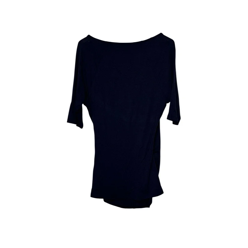 Boden Women's Top Faux Wrap V-Neck 3/4 Sleeve Ruched Stretch Navy Blue Size 6‎